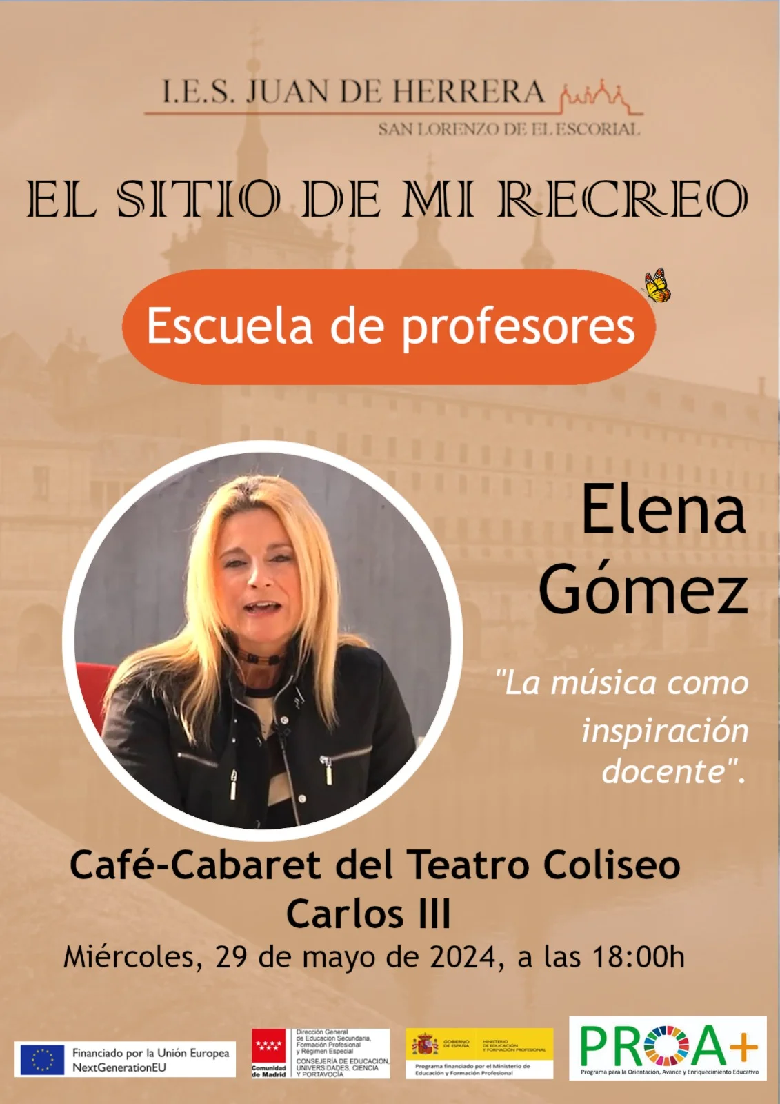 Elena Gómez , Directora RNE en  "El sitio de mi recreo, espacio para profesores" IES juan de Herrera